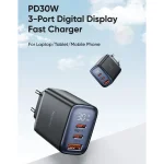 شارژر دیواری تایپ سی و یو اس بی فست شارژ 30 وات مک دودو CH-218 - تصویر 3