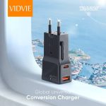 آداپتور ۲۵ وات دو پورت USB-C و USB-A مسافرتی VIDVIE مدل TA4405 - تصویر 3