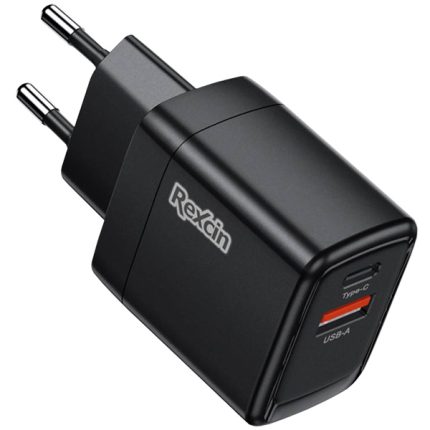 شارژر 20 وات فست شارژ دو پورت USB و USB-C رکسین Rex-C20