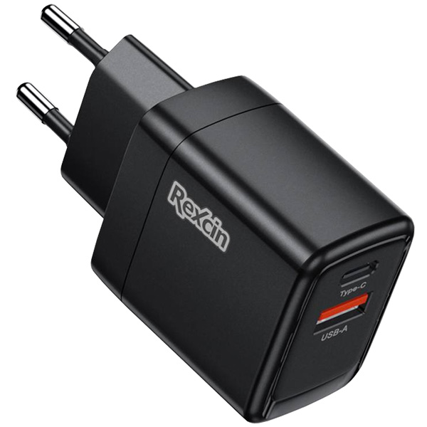 ff6979b0-656f-4fa4-b1b2-663ca0c066ec شارژر 20 وات فست شارژ دو پورت USB و USB-C رکسین Rex-C20